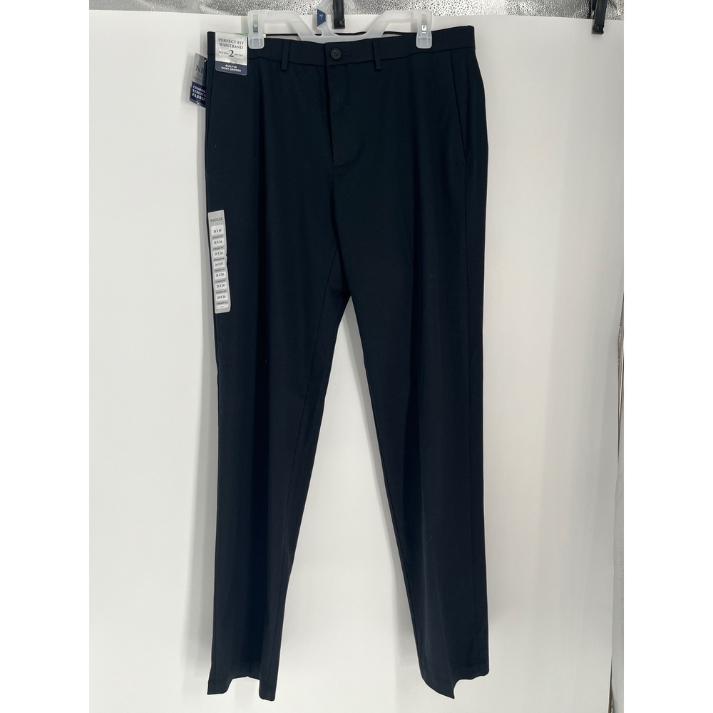 Haggar Premium Khaki Iron Free Straight Fit Pants Men Black 34x34 Officewear